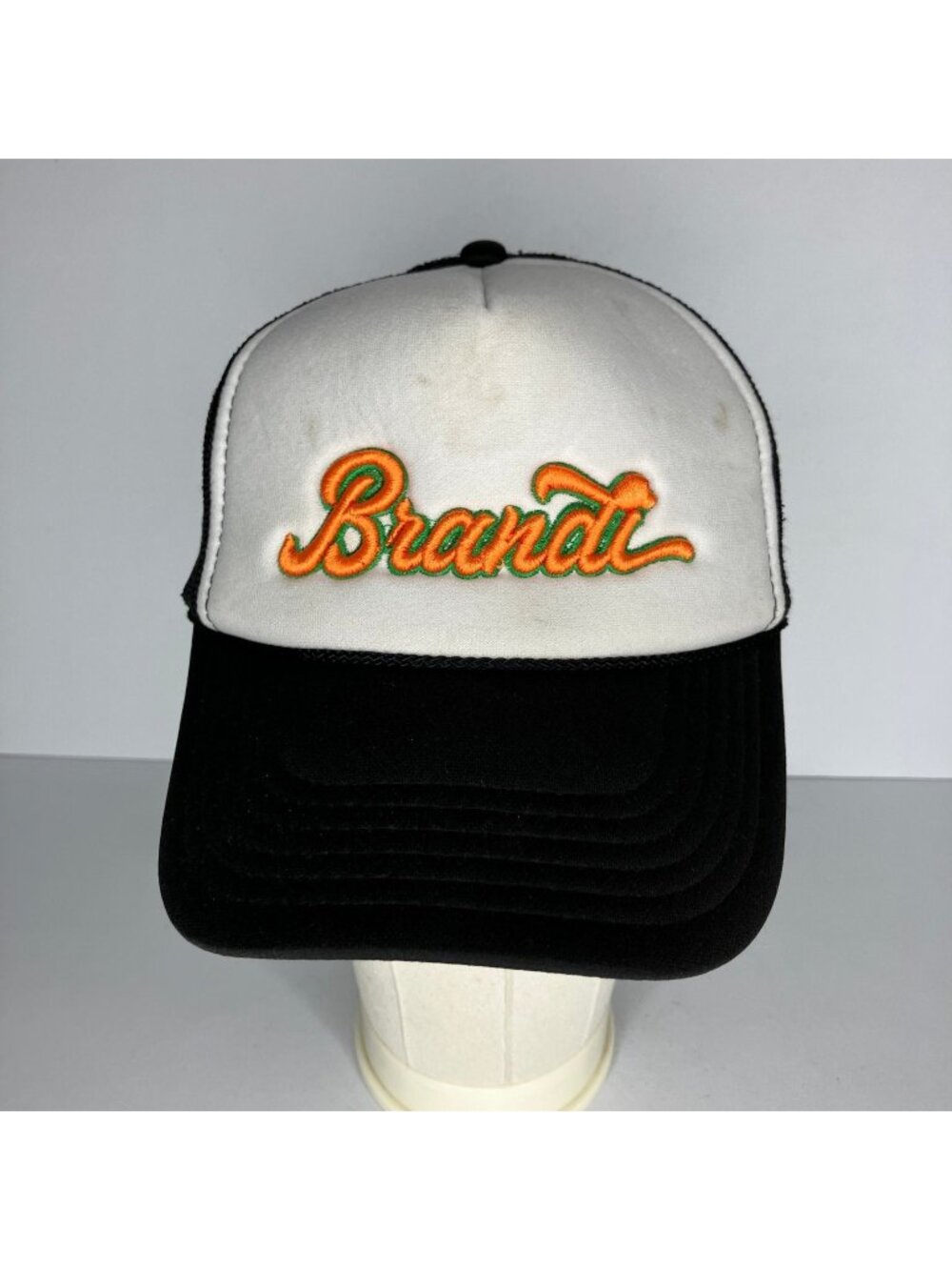 Brandt Carlile Trucker Hat Adjustable Snapback Black White Orange Distressed